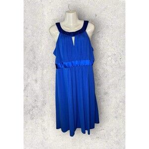 David’s Bridal Royal Blue Cocktail Semi Formal Satin Chiffon Dress Size 16